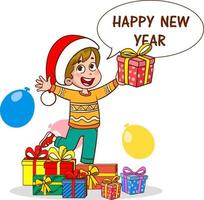 Children Celebrating New Year And Christmas vector