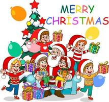 Children Celebrating New Year And Christmas vector