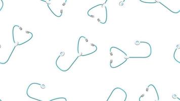 Seamless pattern texture of endless repetitive medical instruments with stethoscopes of phonendoscopes for listening to lungs and hearts on a white background. Vector illustration