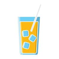 Alcoholic delicious juicy cocktail drink in a glass with ice and a straw icon on a white background. Vector illustration