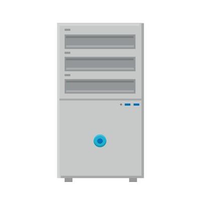 Vector illustration of white flat icon simple modern digital digital system unit of stationary computer isolated on white background