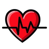 heart with a cardiogram and pulse, icon on a white background. Vector illustration