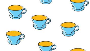 Seamless pattern of repeating glasses and ceramics cups with a quick hot invigorating coffee American espresso Arabica Robusta on a white background. Vector illustration