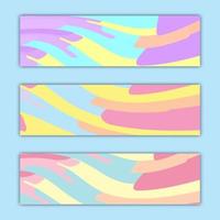 A set of three abstract multicolored backdrops textures of abstract bright energetic magicalfashionable blue turquoise waves of beautiful curved backdrops posters. Vector illustration