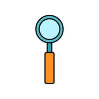 Large optical magnifier with a handle for approaching and searching, a simple icon on a white background. Vector illustration
