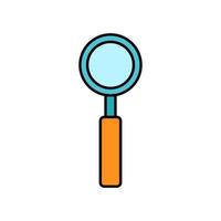 Large optical magnifier with a handle for approaching and searching, a simple icon on a white background. Vector illustration