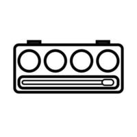 lack and white icon is a simple linear glamorous cosmetics rectangular powder box with a mirror, eye shadows and eyelids applying make-up beauty guidance. Vector illustration