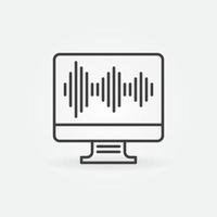 pantalla de computadora con icono de vector de línea de onda de sonido