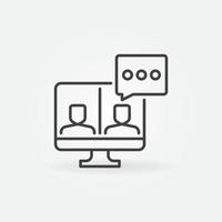 Computer with Video Conference outline vector concept icon
