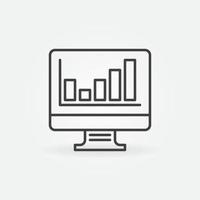 Computer Display with Bar Chart vector linear icon