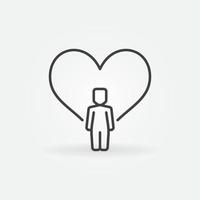 Child inside Heart line icon. Kids Support vector outline sign