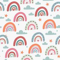 Seamless rainbow pattern in boho style. Vector graphics.