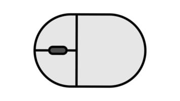 Vector illustration of a linear white flat icon digital wireless computer mouse with buttons and wheel on a white background. Concept computer digital technologies