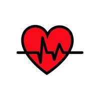 Abstract heart with a cardiogram pattern and pulse, simple icon on a white background. Vector illustration