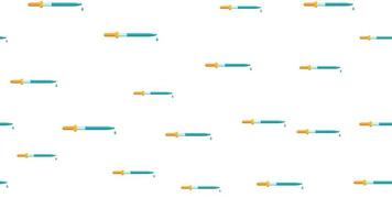 Seamless pattern texture of endless repeating scientific medicine droppers pipettes for titration, instillation of medication with drops on a white background. Vector illustration