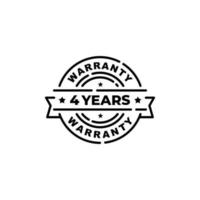 Four years warranty stamp label vector