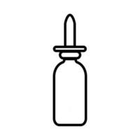 pequeñas gotas nasales farmacéuticas médicas en un frasco para el tratamiento de la rinitis, un simple icono en blanco y negro sobre un fondo blanco. ilustración vectorial vector