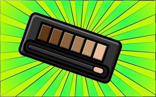 Beauty glamorous rectangular powder for makeup and beauty guidance on a background of abstract green rays. Vector illustration