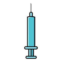 Medical plastic disposable syringe with needle for pricks, icon on a white background. Vector illustration