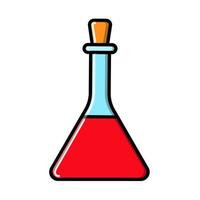 Medical research glass beaker, flask, test tube for research in the laboratory, the study of scientific drugs, icon on a white background. Vector illustration