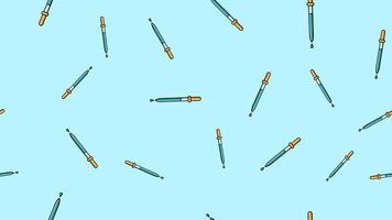 Seamless pattern texture of endless repetitive scientific medicine droppers pipettes for titration, instillation of medication with drops on a blue background. Vector illustration