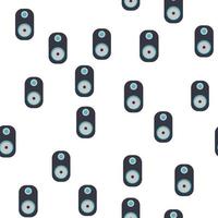 Seamless pattern, texture of modern musical black speakers for playing music tracks, melodies, technology isolated on white background. Vector illustration