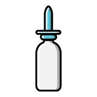 pequeñas gotas nasales farmacéuticas médicas en un frasco para el tratamiento de la rinitis, icono sobre un fondo blanco. ilustración vectorial vector