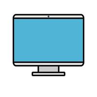 icono de ilustración vectorial de una computadora rectangular digital inteligente digital moderna con monitor, computadora portátil aislada en fondo blanco. concepto de tecnologías digitales informáticas vector