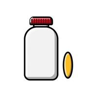 Medical pharmaceutical pills pills in a package, a jar with a lid for the treatment of diseases, icon on a white background. Vector illustration