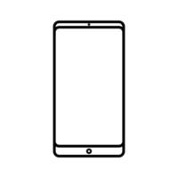 ilustración vectorial de un icono digital moderno en blanco y negro de un teléfono móvil rectangular de smartphone digital inteligente con fondo blanco aislado. concepto de tecnologías digitales informáticas vector