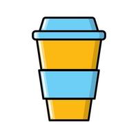 A glass of strong invigorating fragrant quick coffee in a cardboard takeaway cup icon on a white background. Vector illustration