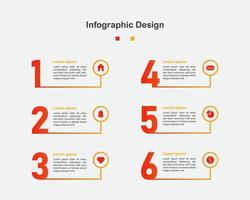 plantilla de infografía empresarial abstracta de seis pasos vector