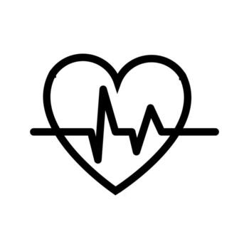 Abstract heart with a cardiogram pattern and pulse, simple black and white icon on a white background. Vector illustration