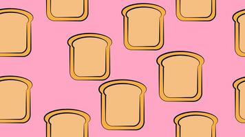 a piece of bread with a crust on a pink background. vector illustration, pattern. sandwich bread, base for a sandwich with a filling, drawing for a bakery, restaurant, cafe