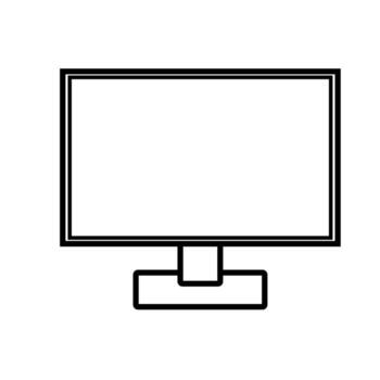 Vector illustration of a black and white modern digital icon of a digital smart rectangular computer with a monitor, laptop isolated on a white background. Concept computer digital technologies