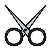 Flat black simple icon of trendy glamorous sharp metal hairdressing, nail scissors for cutting nails, doing hair and beauty guidance. Vector illustration