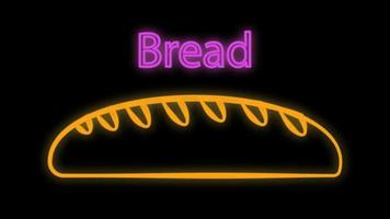 loaf on a black background, pattern. vector illustration. neon loaf, bright neon yellow with purple. bright neon sign for bakery decoration