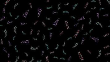 Seamless pattern texture of endless repetitive medical scientific abstract structures of dna gene molecules models on a black background. Vector illustration