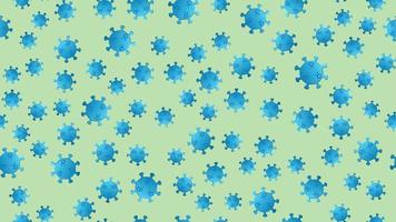 Seamless pattern of blue viruses of the bacteria coronavirus disease Covid-19 pandemic dangerous infectious texture on a green background vector