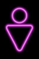 A simple stylized symbol of a man. Male sign. Pink neon outline on a black background. Sign men's toilet. vector