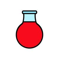 vaso de vidrio de investigación médica, matraz, tubo de ensayo para la investigación en el laboratorio, el estudio de fármacos científicos, un icono simple sobre un fondo blanco. ilustración vectorial vector