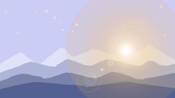Beautiful mountain snowy natural landscape in blue with a view of the mountains and the horizon at dawn vector