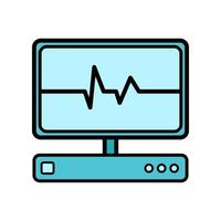 Abstract medical device with a monitor for examination of the heart, ultrasound and cardiogram, a simple icon on a white background. Vector illustration