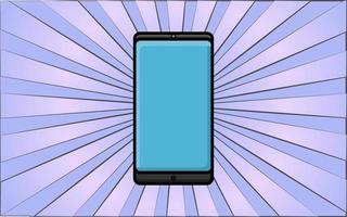 Modern digital mobile phone smart phone on abstract blue rays background. Vector illustration