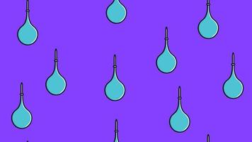 Seamless pattern texture of endless repeating medical rubber blue enema pears for cleaning the intestines on a purple background. Vector illustration