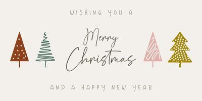 Cute Christmas tree banner design vector