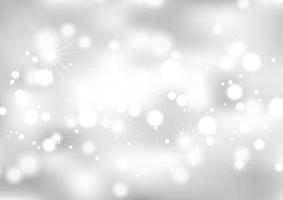 silver christmas background with bokeh lights and stars vector