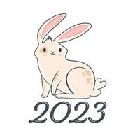 Vector illustration cute bunny symbol 2023