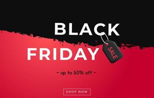 3d vector Black Friday Sale with discount label tag realistic render template horizontal banner design