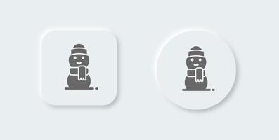 Snowman solid icon in neomorphic design style. Winter holiday signs vector illustration.